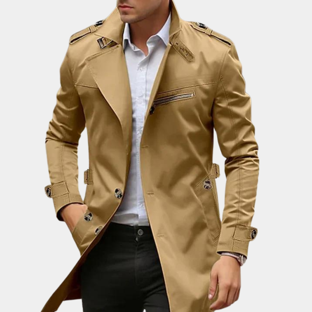 Elegancki Letni Płaszcz Trench dla Mężczyzn Fashion Men Trenchcoat Fall Warschau Fashion