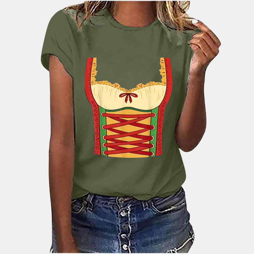 Damski T-shirt z nadrukiem na Oktoberfest | Krótki rękaw