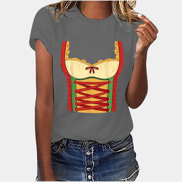 Damski T-shirt z nadrukiem na Oktoberfest | Krótki rękaw