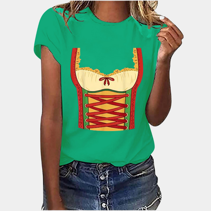 Damski T-shirt z nadrukiem na Oktoberfest | Krótki rękaw