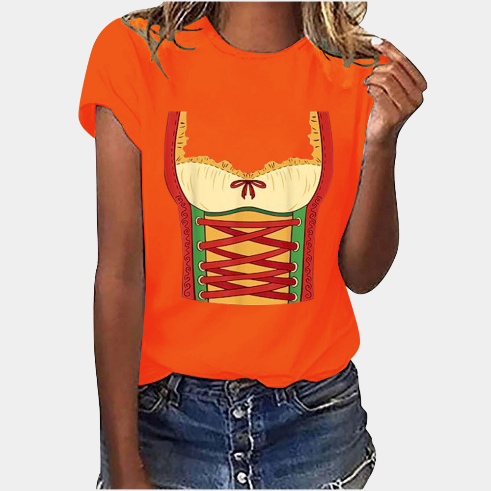 Damski T-shirt z nadrukiem na Oktoberfest | Krótki rękaw