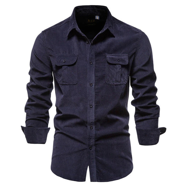 Conor - Męska Koszula Sztruksowa Corduroy Men Summer Shirt Warschau Fashion Niebieski M
