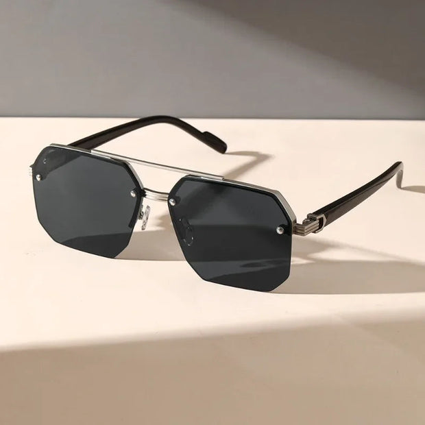 Geometryczne męskie okulary słoneczne Men Accessories Warschau Fashion Onyx Czarny