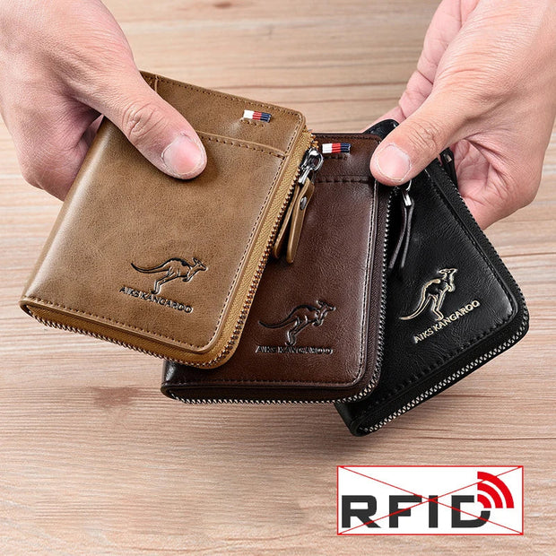 Męski portfel z zabezpieczeniem RFID i zamkiem błyskawicznym