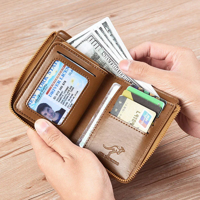 Męski portfel z zabezpieczeniem RFID i zamkiem błyskawicznym