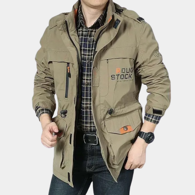 Damond - Męska Lekka Letnia Kurtka w Stylu Cargo Fashion Men Jacket Field Fall Warschau Fashion Khaki S