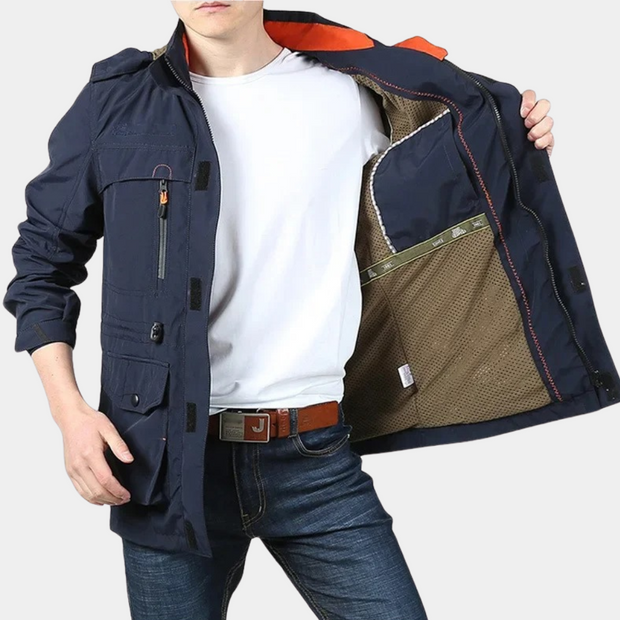 Damond - Męska Lekka Letnia Kurtka w Stylu Cargo Fashion Men Jacket Field Fall Warschau Fashion Granatowy S