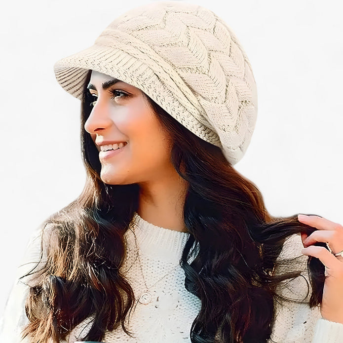 Halinka | Damska dzianinowa zimowa Czapki zimowe Warschau Fashion Beżowy