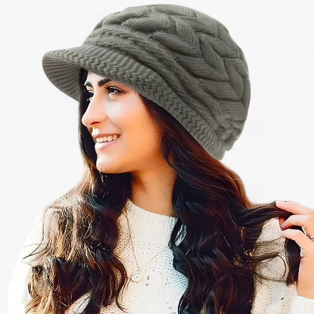 Halinka | Damska dzianinowa zimowa Czapki zimowe Warschau Fashion Ciemnoszary
