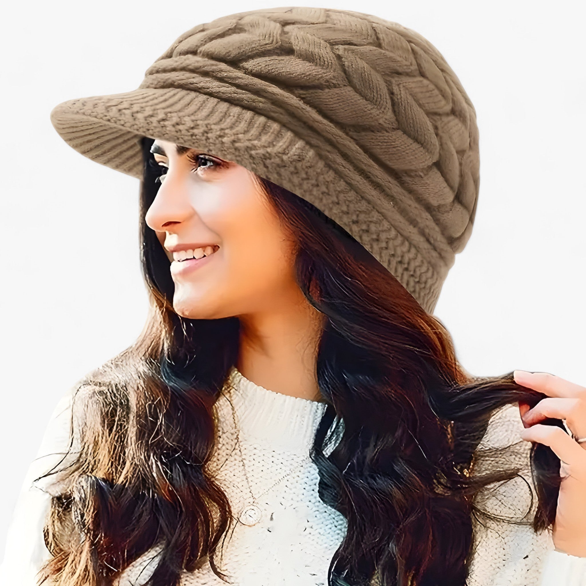 Halinka | Damska dzianinowa zimowa Czapki zimowe Warschau Fashion Brązowy