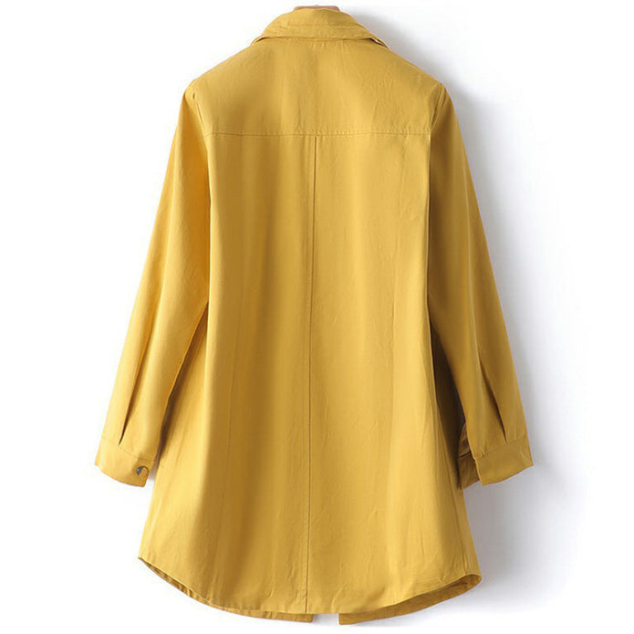 Damski Elegancki Midi Płaszcz Trencz 1