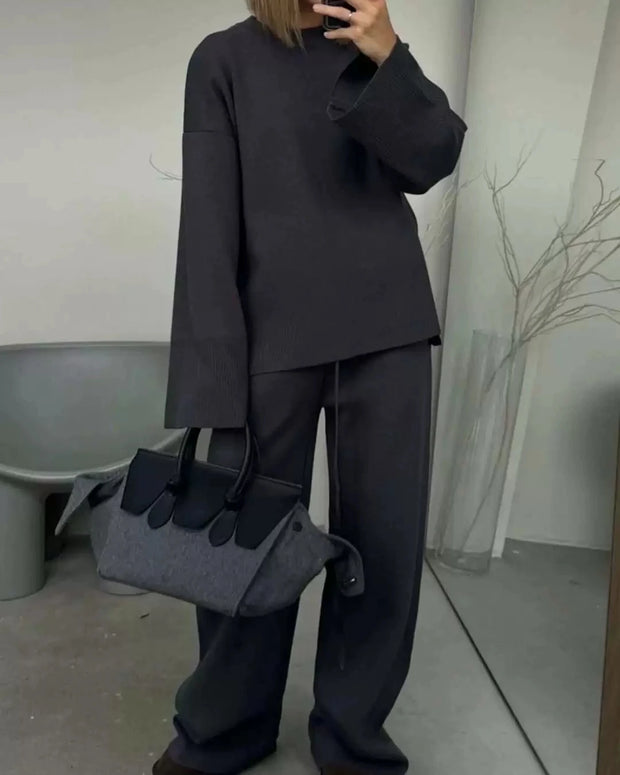 Alicja | Damski Dzianinowy Zestaw Dwuczęściowy Odzież damska Warschau Fashion Szary S