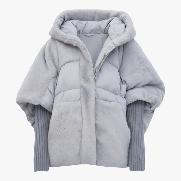 Damski Płaszcz Zimowy Oversize z Kapturem Kurtki i płaszcze damskie Warschau Fashion Szary S