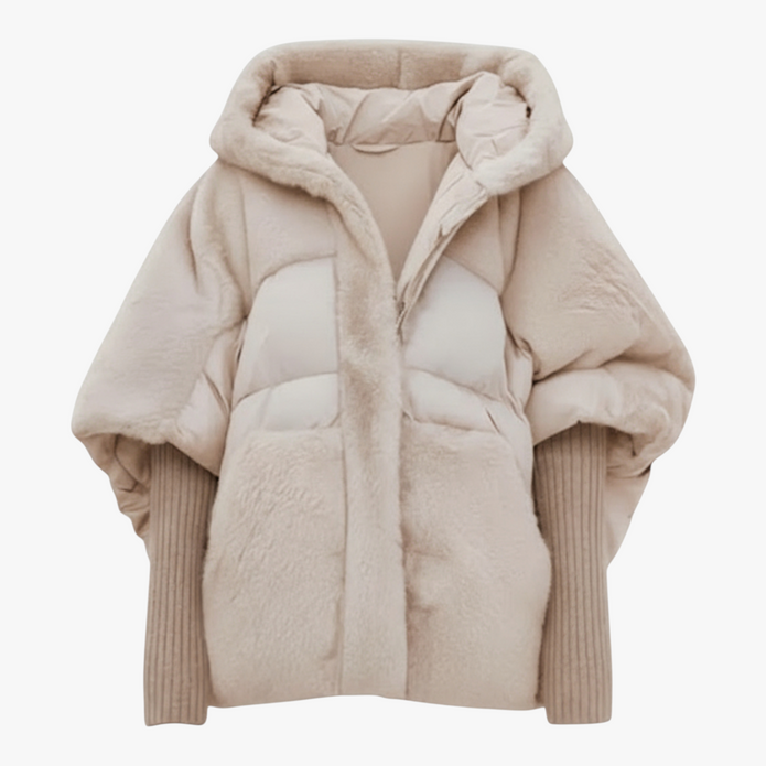 Damski Płaszcz Zimowy Oversize z Kapturem Kurtki i płaszcze damskie Warschau Fashion Morelowy S