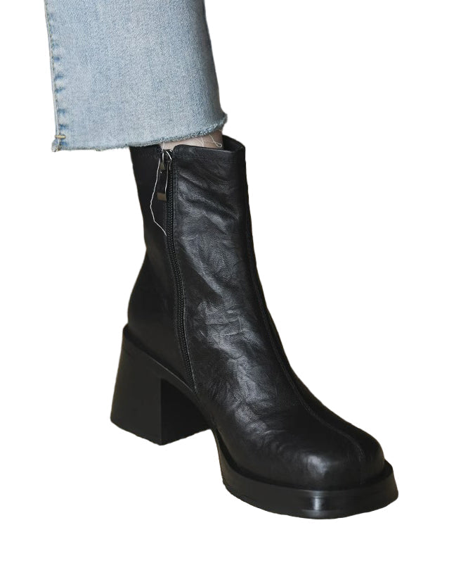 Magdalena | Modne Damskie Botki na Szerokim Obcasie Kozaki damskie Warschau Fashion Czarny 35