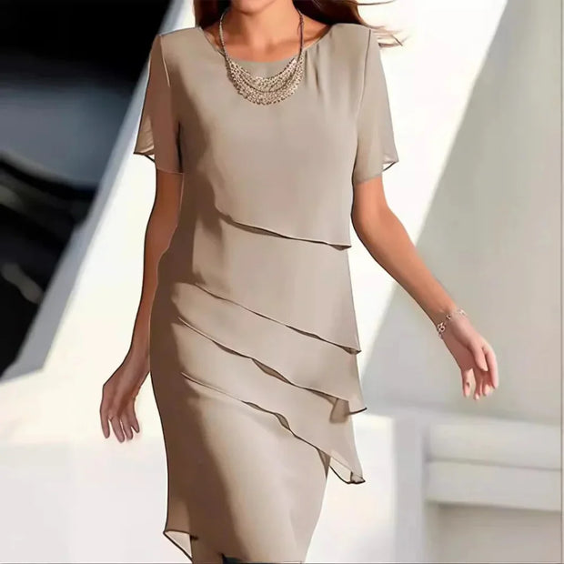 Elena – Elegancka Sukienka Midi Szmaragd dla Kobiet Jurken Warschau Fashion Wielbłąd Xs