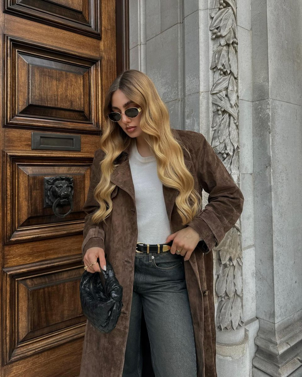 Zamszowa zimowa trencz dla kobiet Trench coat Warschau Fashion