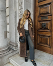 Zamszowa zimowa trencz dla kobiet Trench coat Warschau Fashion Brązowy S