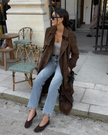 Zamszowa zimowa trencz dla kobiet Trench coat Warschau Fashion