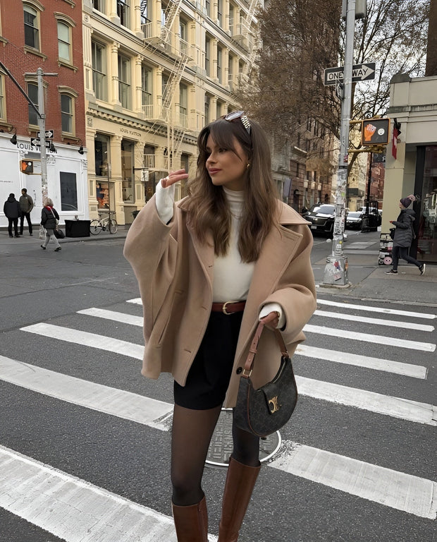Zoë | Modny wełniany płaszcz Fashion Warschau Fashion Brązowy/beżowy Xs/s