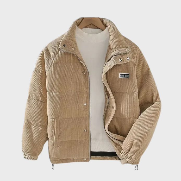 Franco Męska Kurtka Puchowa Fashion Men Jacket Puffer Winter Warschau Fashion Beżowy S