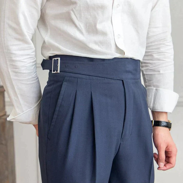 Rodeo - Męskie Biurowe Spodnie Eleganto z Pętlami Pants Warschau Fashion Granatowy 28