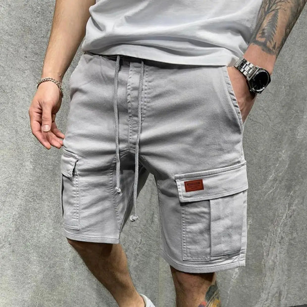 Męskie Szorty Cargo - Wytrzymałe i Funkcjonalne z Licznymi Kieszeniami Men Shorts Warschau Fashion Szary M