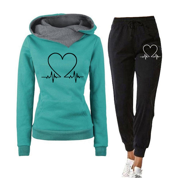 HEARTBEAT - Zestaw do joggingu z spodniami dla kobiet Women Winter Set Warschau Fashion Zielony Xs