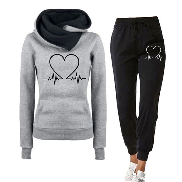 HEARTBEAT - Zestaw do joggingu z spodniami dla kobiet Women Winter Set Warschau Fashion Szary 4xl