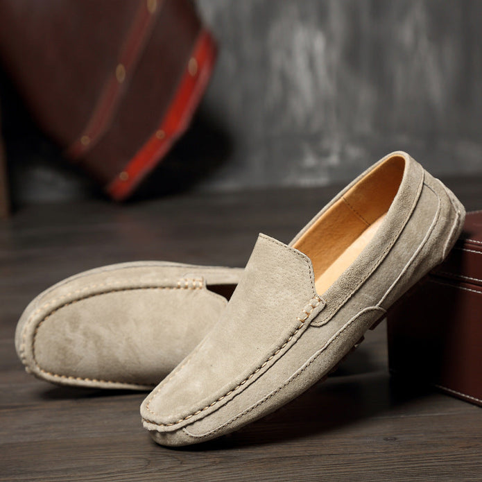 Stylowe męskie loafersy z naturalnej zamszowej skóry