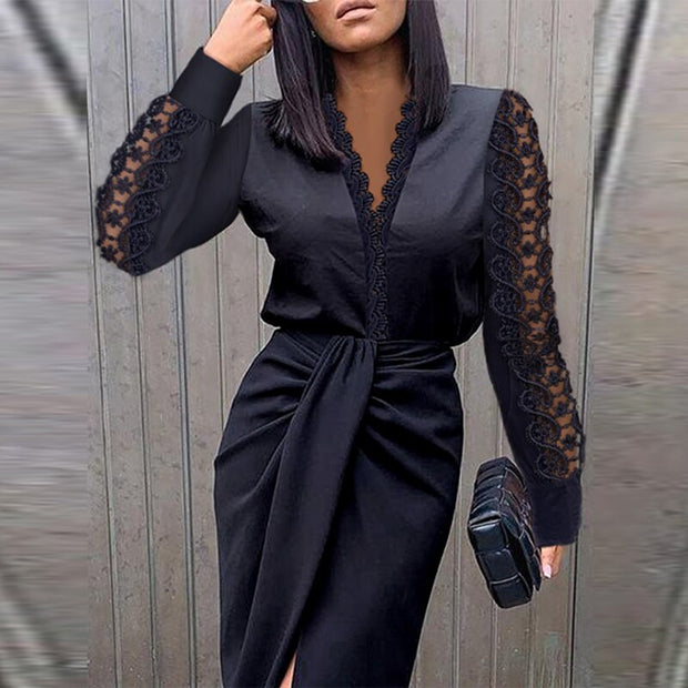 Nikki Eleganza | Długa luksusowa sukienka koktajlowa dla pań Warschau Fashion Czarny S