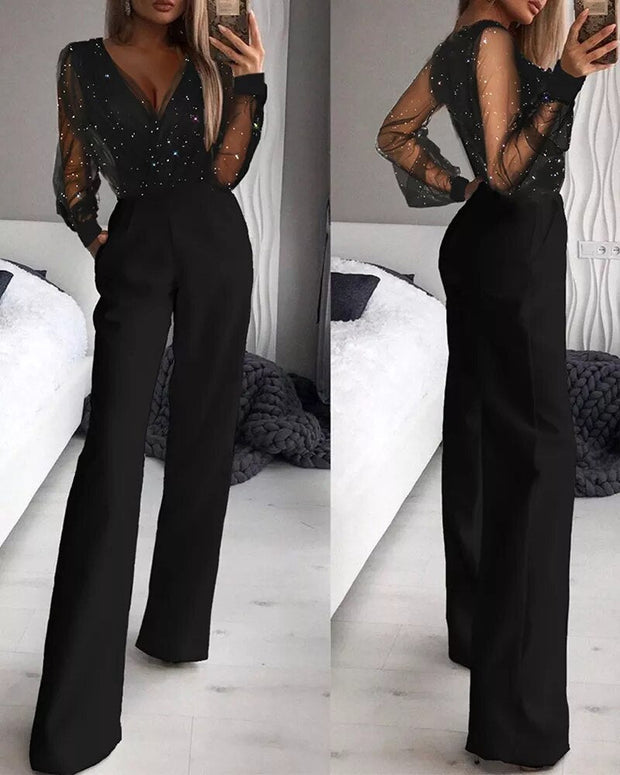Elegancki Kombinezon z Lekkimi Długimi Rękawami dla Kobiet – Gigi Jumpsuit Women Warschau Fashion Czarny S (32 - 34)