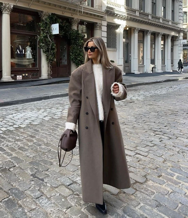 Stylowy Długi Płaszcz Wełniany | Saphira Trench Coat Women Warschau Fashion Brązowy S