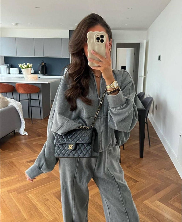 VICTORIA | Luksusowy Dres Eleganza Warschau Fashion Szary S