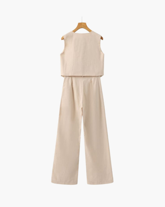 Elegancka Pani - Dwuczęściowy Zestaw z Lnu