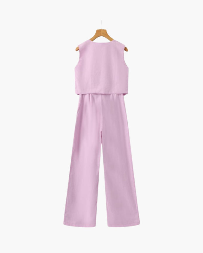 Elegancka Pani - Dwuczęściowy Zestaw z Lnu