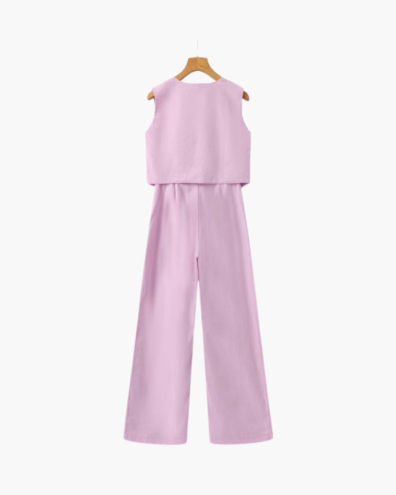 Elegancka Pani - Dwuczęściowy Zestaw z Lnu