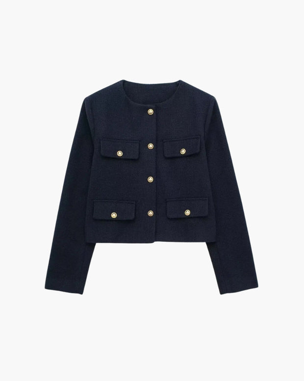 Marynarka Savile Crop Warschau Fashion Granatowy XS