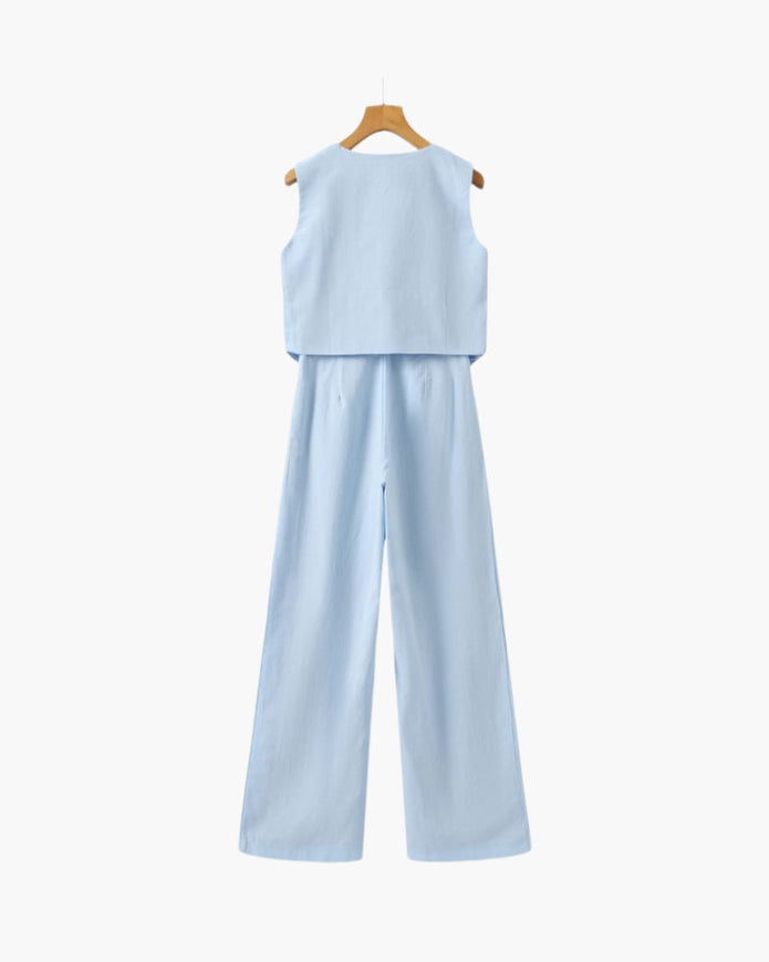 Elegancka Pani - Dwuczęściowy Zestaw z Lnu