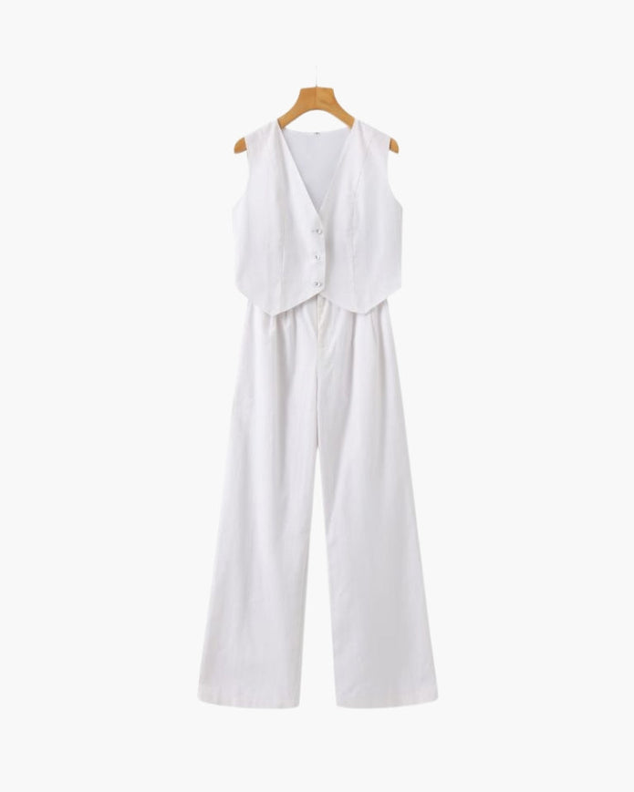 Elegancka Pani - Dwuczęściowy Zestaw z Lnu