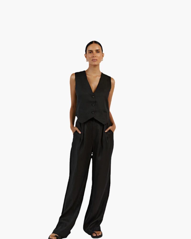 Elegancka Pani - Dwuczęściowy Zestaw z Lnu