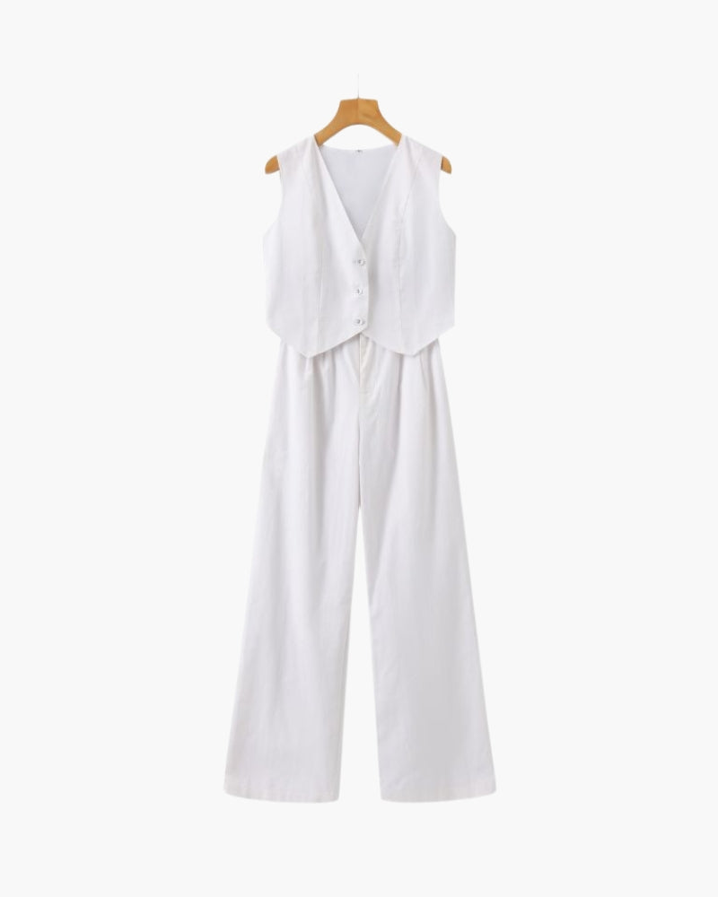 Elegancka Pani - Dwuczęściowy Zestaw z Lnu