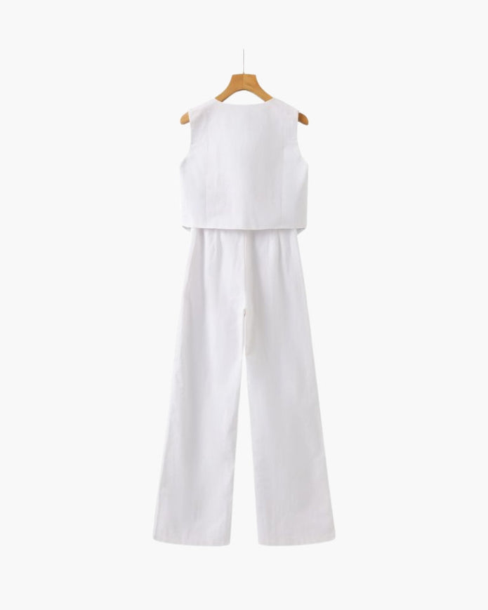 Elegancka Pani - Dwuczęściowy Zestaw z Lnu