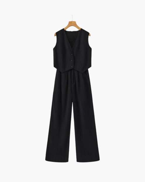 Elegancka Pani - Dwuczęściowy Zestaw z Lnu