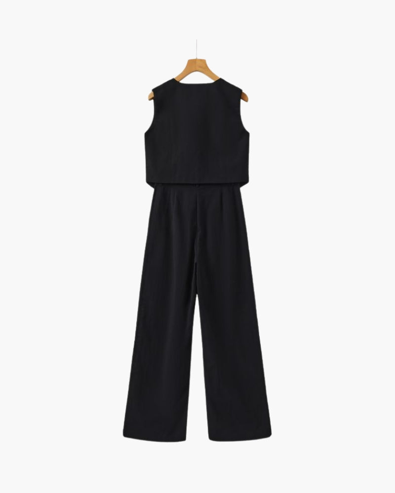 Elegancka Pani - Dwuczęściowy Zestaw z Lnu