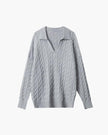 Elegancki Wełniany Sweter z Dekoltem w Serek