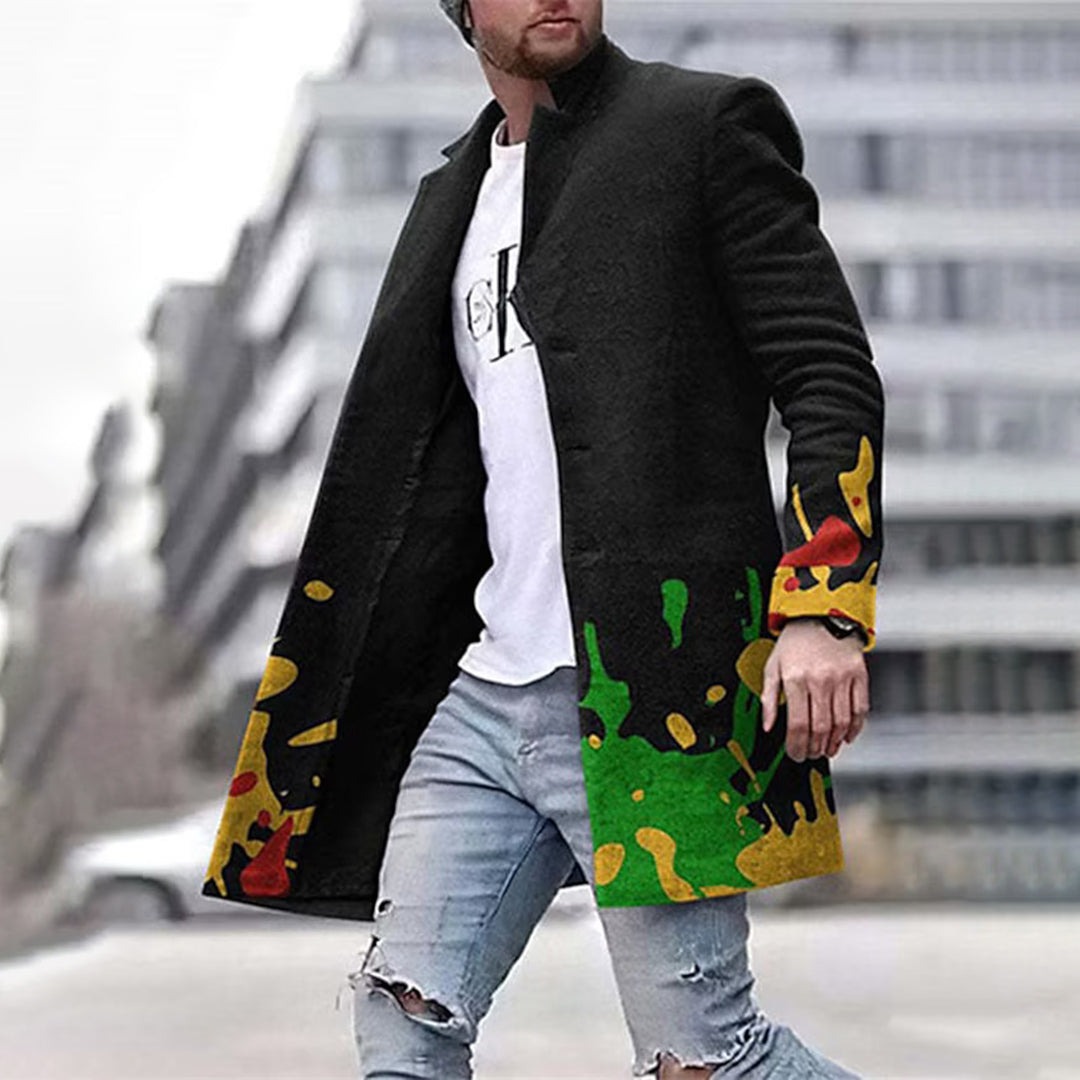 JOHN - Męski Długi Płaszcz Elegancki Fashion Men Coat Overcoat Winter Warschau Fashion Zielony S