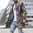 JOHN - Męski Długi Płaszcz Elegancki Fashion Men Coat Overcoat Winter Warschau Fashion Tęczowy S