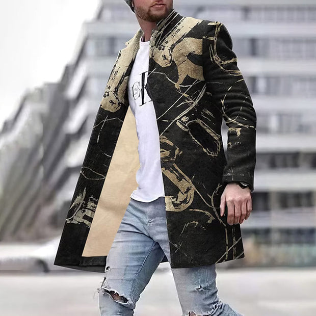 JOHN - Męski Długi Płaszcz Elegancki Fashion Men Coat Overcoat Winter Warschau Fashion Czarny S