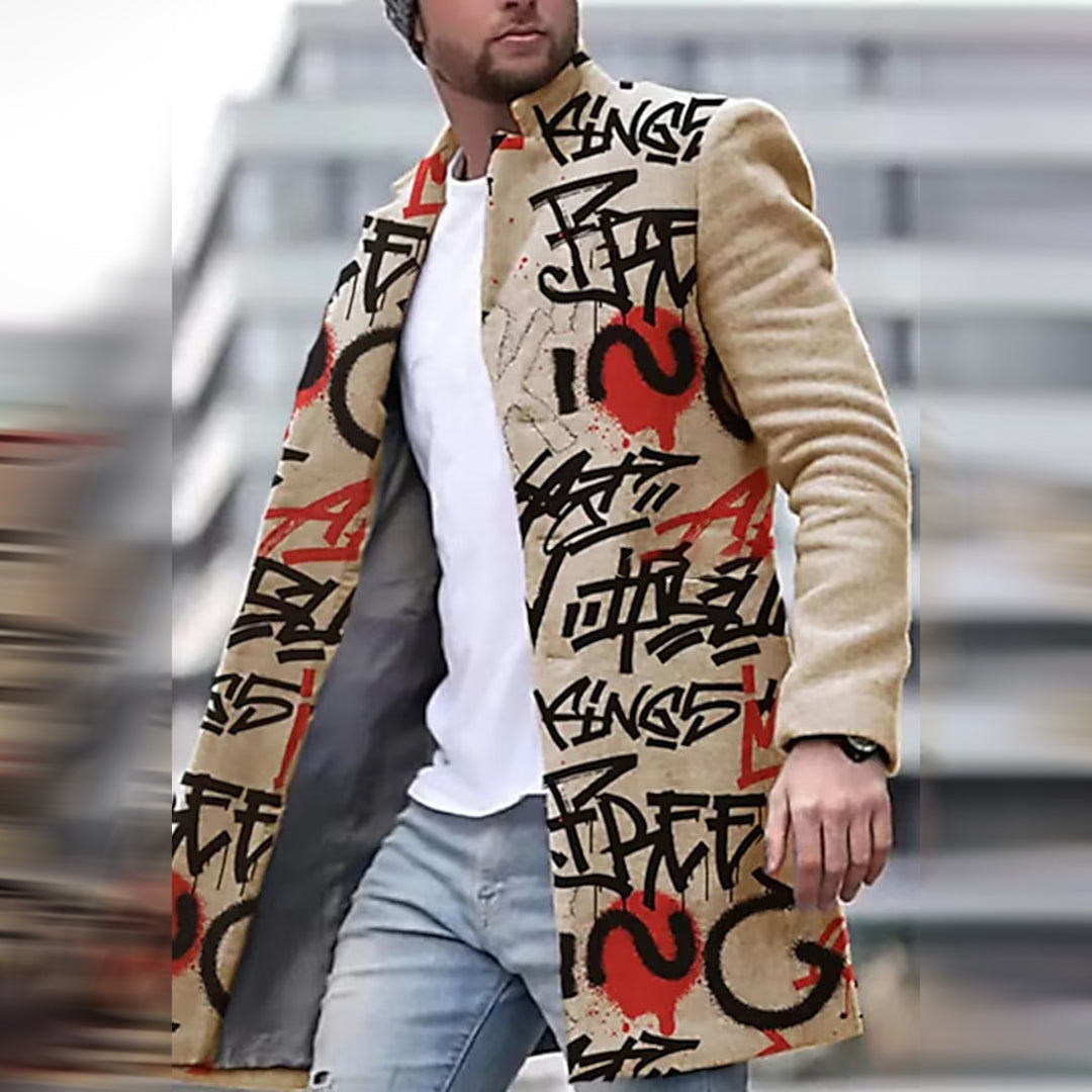 JOHN - Męski Długi Płaszcz Elegancki Fashion Men Coat Overcoat Winter Warschau Fashion Czerwony S